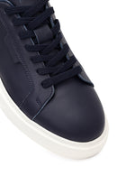 Erkek Lacivert Bağcıklı Kalın Tabanlı Deri Sneaker | Derimod Erkek Lacivert Bağcıklı Kalın Tabanlı Deri Sneaker | Derimod