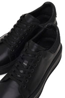 Male Black Lace-Up Chunky-Sole Leather Sneaker | Derimod Male Black Lace-Up Chunky-Sole Leather Sneaker | Derimod