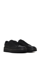 Male Black Lace-Up Chunky-Sole Leather Sneaker | Derimod Male Black Lace-Up Chunky-Sole Leather Sneaker | Derimod