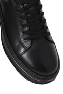 Male Black Lace-Up Chunky-Sole Leather Sneaker | Derimod Male Black Lace-Up Chunky-Sole Leather Sneaker | Derimod