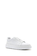 Erkek Beyaz Bağcıklı Kalın Tabanlı Deri Sneaker | Derimod Erkek Beyaz Bağcıklı Kalın Tabanlı Deri Sneaker | Derimod