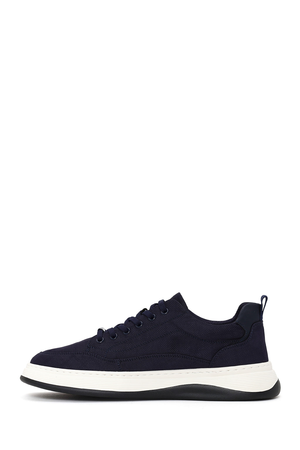 Erkek Lacivert Bağcıklı Kalın Tabanlı Kumaş Sneaker
