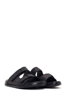 Erkek Siyah Bantlı Nubuk Deri Terlik | Derimod Erkek Siyah Bantlı Nubuk Deri Terlik | Derimod