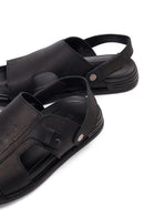 Erkek Siyah Nubuk Deri Sandalet | Derimod Erkek Siyah Nubuk Deri Sandalet | Derimod