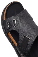 Erkek Siyah Deri Sandalet | Derimod Erkek Siyah Deri Sandalet | Derimod