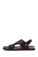 Erkek Siyah Deri Sandalet | Derimod Erkek Siyah Deri Sandalet | Derimod