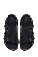 Erkek Siyah Deri Sandalet | Derimod Erkek Siyah Deri Sandalet | Derimod