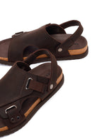 Erkek Kahverengi Nubuk Deri Sandalet | Derimod Erkek Kahverengi Nubuk Deri Sandalet | Derimod