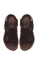 Erkek Kahverengi Nubuk Deri Sandalet | Derimod Erkek Kahverengi Nubuk Deri Sandalet | Derimod