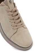 Erkek Bej Bağcıklı Kalın Tabanlı Süet Deri Sneaker | Derimod Erkek Bej Bağcıklı Kalın Tabanlı Süet Deri Sneaker | Derimod