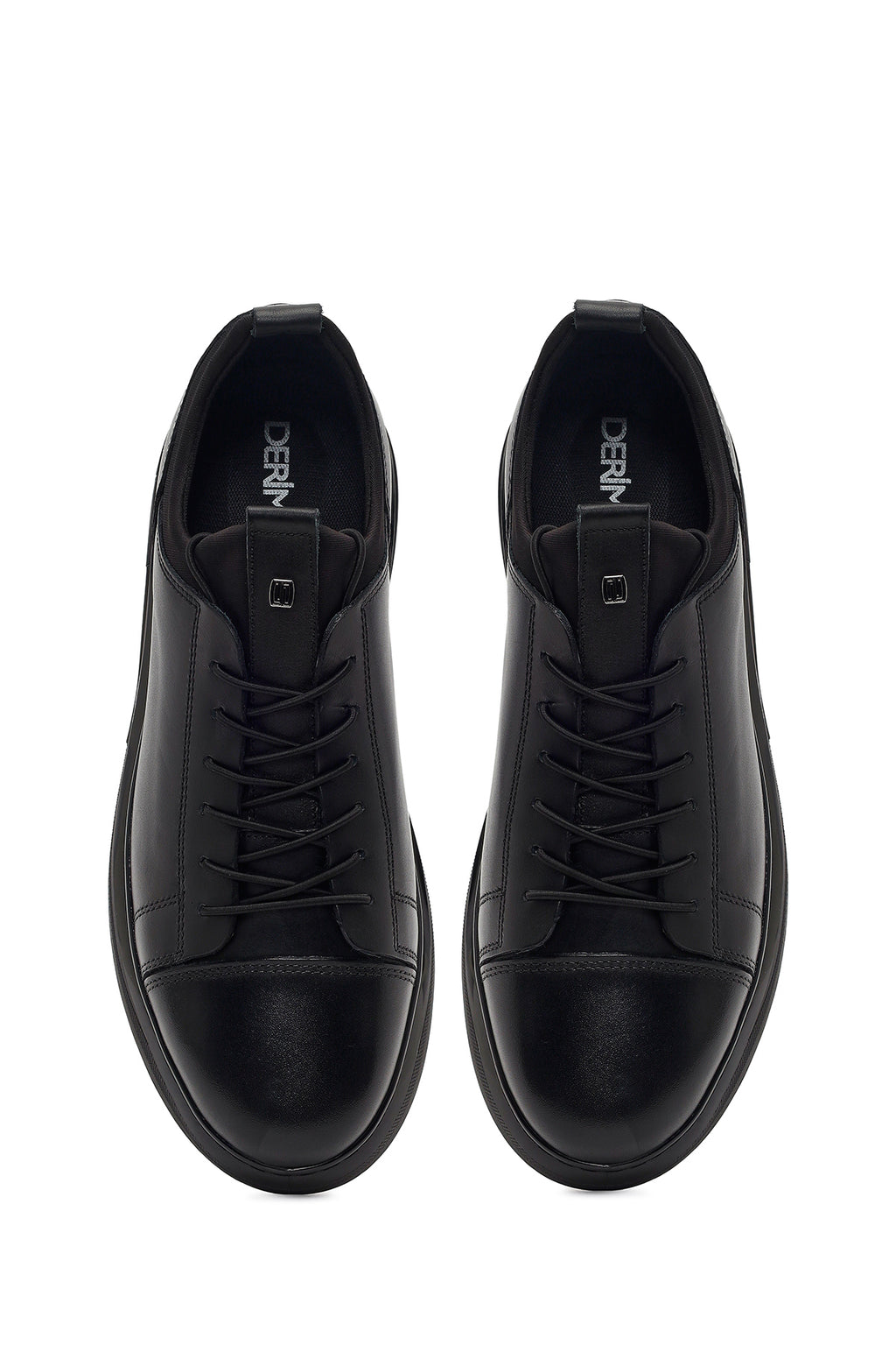 Erkek Siyah Bağcıklı Kalın Tabanlı Deri Sneaker