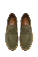 Erkek Haki Süet Deri Loafer | Derimod Erkek Haki Süet Deri Loafer | Derimod