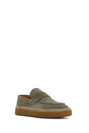 Erkek Haki Süet Deri Loafer | Derimod Erkek Haki Süet Deri Loafer | Derimod