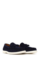 Erkek Lacivert Püsküllü Süet Deri Casual Loafer | Derimod Erkek Lacivert Püsküllü Süet Deri Casual Loafer | Derimod