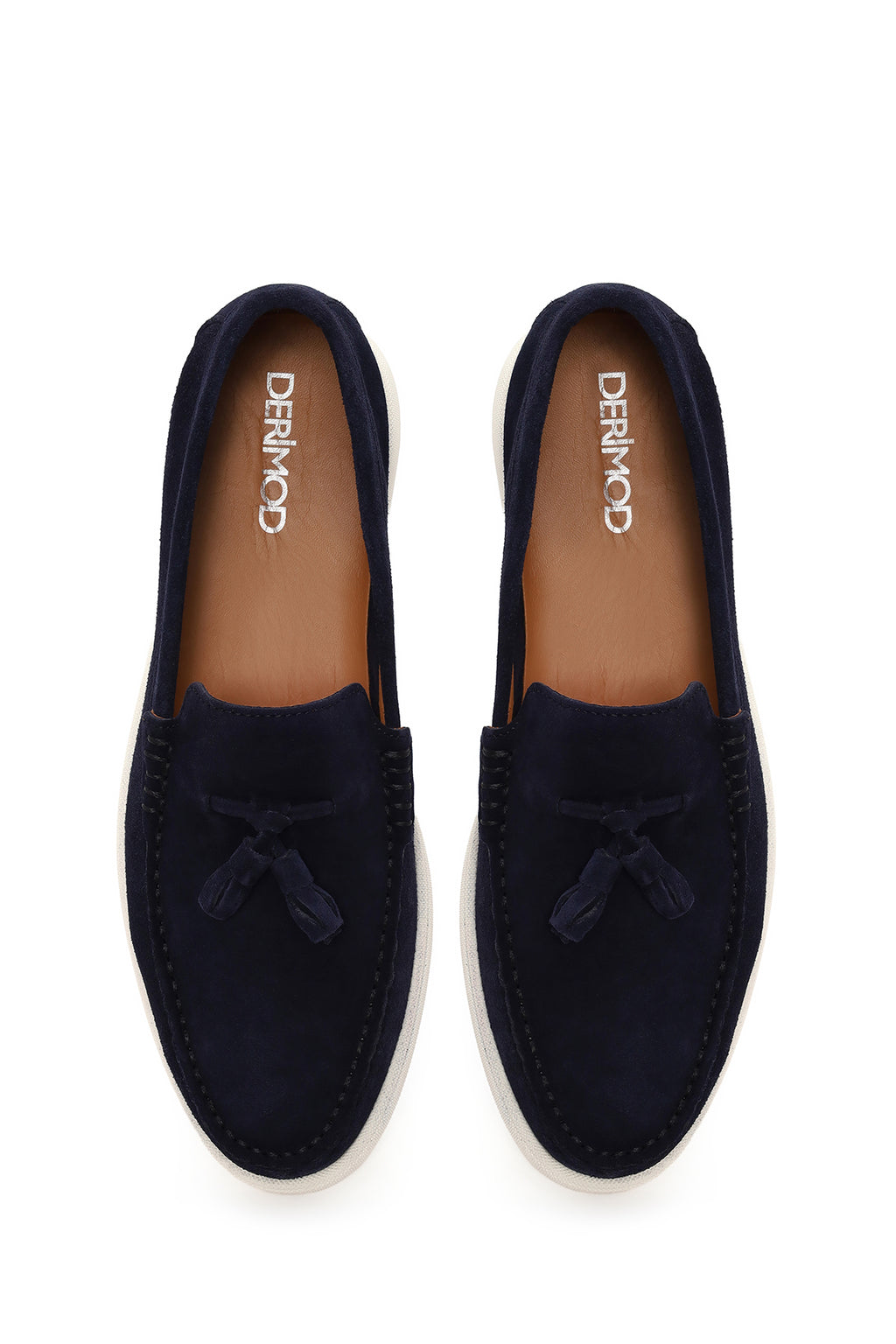 Erkek Lacivert Püsküllü Süet Deri Casual Loafer