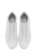 Erkek Beyaz Bağcıklı Kalın Tabanlı Deri Sneaker | Derimod Erkek Beyaz Bağcıklı Kalın Tabanlı Deri Sneaker | Derimod