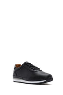 Erkek Siyah Bağcıklı Deri Casual Sneaker | Derimod Erkek Siyah Bağcıklı Deri Casual Sneaker | Derimod