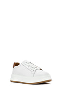 Erkek Beyaz Bağcıklı Kalın Tabanlı Deri Sneaker | Derimod Erkek Beyaz Bağcıklı Kalın Tabanlı Deri Sneaker | Derimod