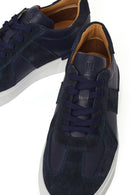 Erkek Lacivert Bağcıklı Deri Sneaker | Derimod Erkek Lacivert Bağcıklı Deri Sneaker | Derimod