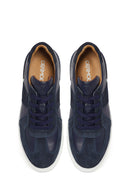 Erkek Lacivert Bağcıklı Deri Sneaker | Derimod Erkek Lacivert Bağcıklı Deri Sneaker | Derimod