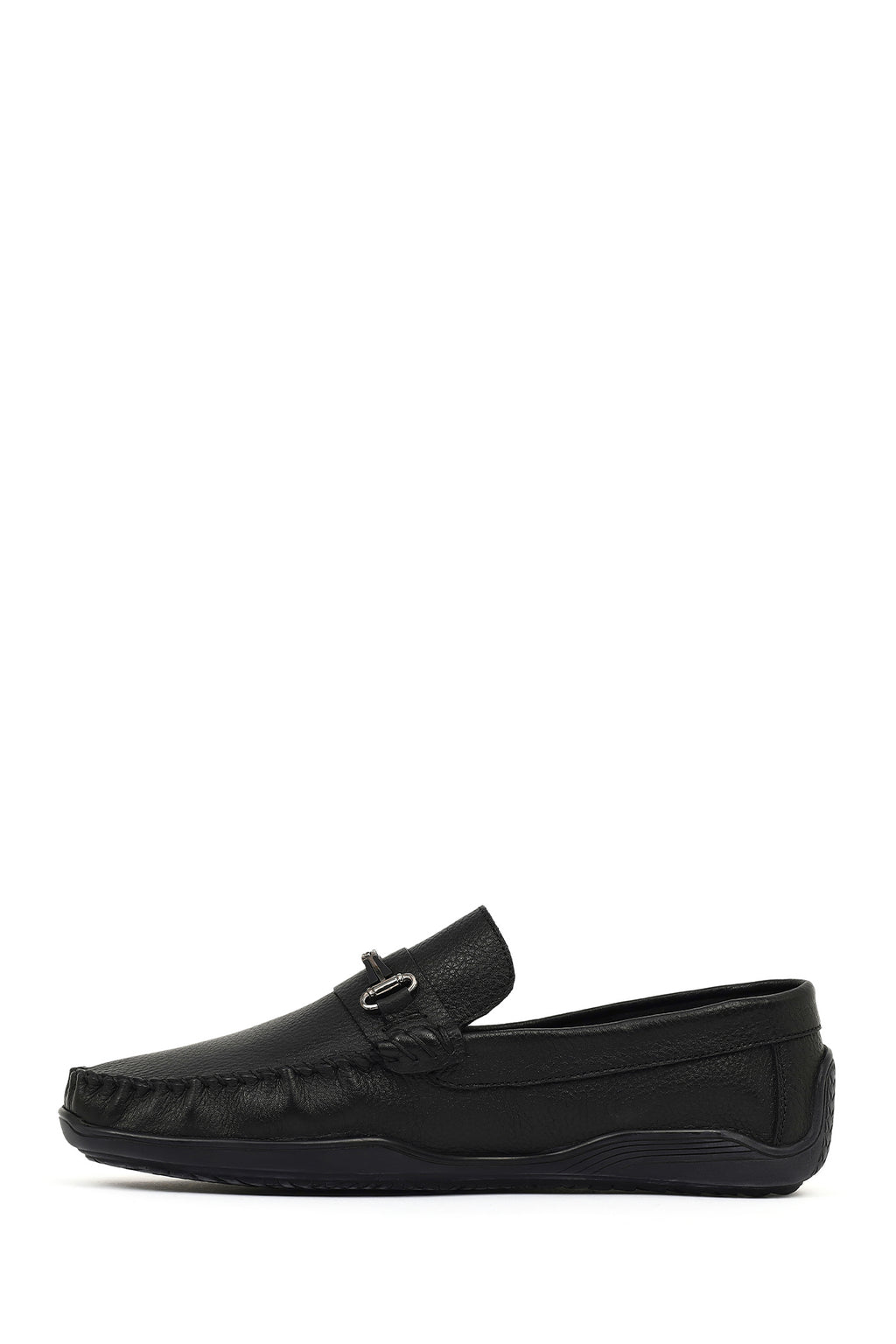 Erkek Siyah Tokalı Deri Loafer