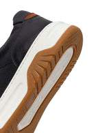 Erkek Siyah Kalın Tabanlı Bağcıklı Deri Sneaker | Derimod Erkek Siyah Kalın Tabanlı Bağcıklı Deri Sneaker | Derimod