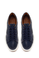 Erkek Lacivert Kalın Tabanlı Bağcıklı Deri Sneaker | Derimod Erkek Lacivert Kalın Tabanlı Bağcıklı Deri Sneaker | Derimod