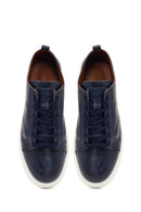 Erkek Lacivert Bağcıklı Kalın Tabanlı Baskılı Deri Sneaker | Derimod Erkek Lacivert Bağcıklı Kalın Tabanlı Baskılı Deri Sneaker | Derimod