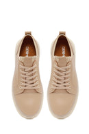 Erkek Bej Bağcıklı Kalın Tabanlı Deri Sneaker | Derimod Erkek Bej Bağcıklı Kalın Tabanlı Deri Sneaker | Derimod
