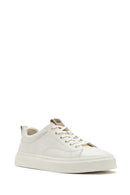 Erkek Beyaz Bağcıklı Kalın Tabanlı Deri Sneaker | Derimod Erkek Beyaz Bağcıklı Kalın Tabanlı Deri Sneaker | Derimod