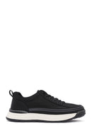 Men's Black Lace-Up Thick-Sole Fabric Sneakers | Derimod Men's Black Lace-Up Thick-Sole Fabric Sneakers | Derimod
