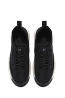 Men's Black Lace-Up Thick-Sole Fabric Sneakers | Derimod Men's Black Lace-Up Thick-Sole Fabric Sneakers | Derimod