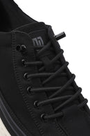 Men's Black Lace-Up Thick-Sole Fabric Sneakers | Derimod Men's Black Lace-Up Thick-Sole Fabric Sneakers | Derimod