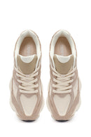 Men's Beige Lace-Up Thick-Sole Leather Sneaker | Derimod Men's Beige Lace-Up Thick-Sole Leather Sneaker | Derimod