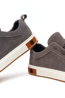 Erkek Gri Bağcıklı Süet Deri Sneaker | Derimod Erkek Gri Bağcıklı Süet Deri Sneaker | Derimod