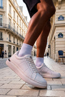 Erkek Beyaz Bağcıklı Kalın Tabanlı Deri Sneaker | Derimod Erkek Beyaz Bağcıklı Kalın Tabanlı Deri Sneaker | Derimod