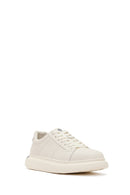 Men's White Lace-up Thick-Sole Leather Sneaker | Derimod Men's White Lace-up Thick-Sole Leather Sneaker | Derimod