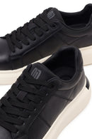 Men's Black Lace-up Thick-Sole Leather Sneaker | Derimod Men's Black Lace-up Thick-Sole Leather Sneaker | Derimod