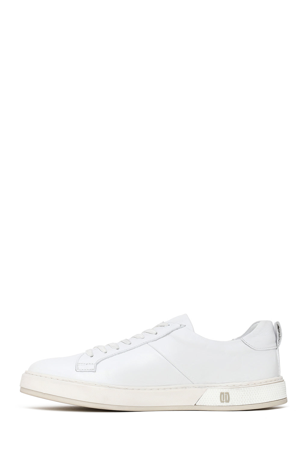 Erkek Beyaz Bağcıklı Kalın Tabanlı Deri Sneaker