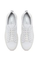 Erkek Beyaz Bağcıklı Kalın Tabanlı Deri Sneaker | Derimod Erkek Beyaz Bağcıklı Kalın Tabanlı Deri Sneaker | Derimod