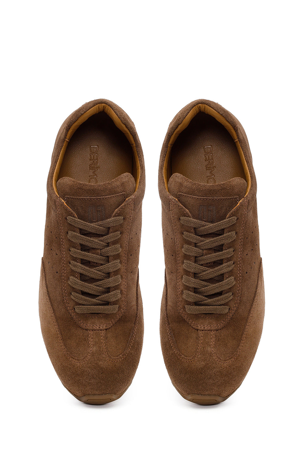 Erkek Kahverengi Bağcıklı Süet Deri Sneaker