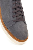 Erkek Gri Bağcıklı Kalın Tabanlı Süet Deri Sneaker | Derimod Erkek Gri Bağcıklı Kalın Tabanlı Süet Deri Sneaker | Derimod