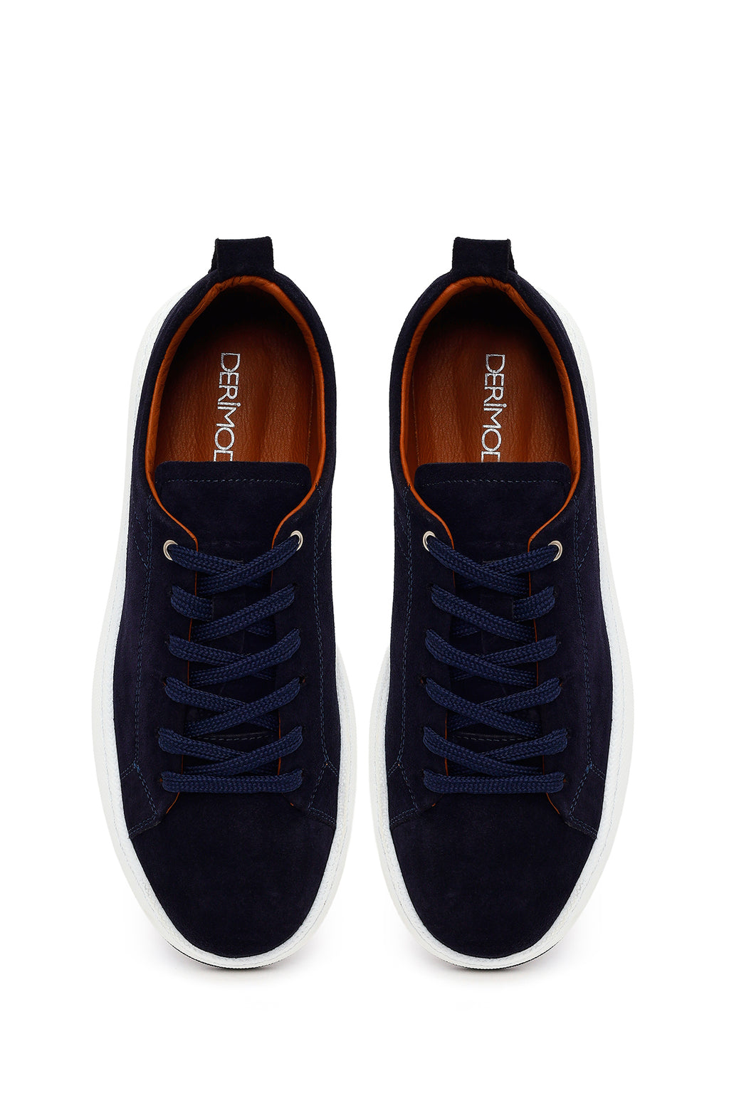 Erkek Lacivert Bağcıklı Kalın Tabanlı Süet Deri Sneaker