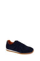 Erkek Lacivert Bağcıklı Süet Deri Sneaker | Derimod Erkek Lacivert Bağcıklı Süet Deri Sneaker | Derimod