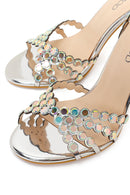 Kadın Gümüş Taşlı Yüksek İnce Topuklu Sandalet | Derimod Kadın Gümüş Taşlı Yüksek İnce Topuklu Sandalet | Derimod