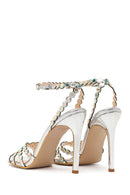 Kadın Gümüş Taşlı Yüksek İnce Topuklu Sandalet | Derimod Kadın Gümüş Taşlı Yüksek İnce Topuklu Sandalet | Derimod