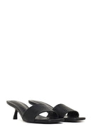 Kadın Siyah Kısa İnce Topuklu Terlik | Derimod Kadın Siyah Kısa İnce Topuklu Terlik | Derimod