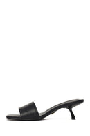 Kadın Siyah Kısa İnce Topuklu Terlik | Derimod Kadın Siyah Kısa İnce Topuklu Terlik | Derimod