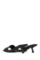 Kadın Siyah Kısa İnce Topuklu Terlik | Derimod Kadın Siyah Kısa İnce Topuklu Terlik | Derimod