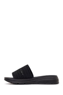 Women's Black Thick-Soled Knitted Fabric Slippers | Derimod Women's Black Thick-Soled Knitted Fabric Slippers | Derimod